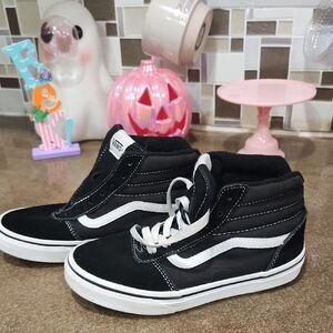 Vans Kids Black and White High-Top Sneakers